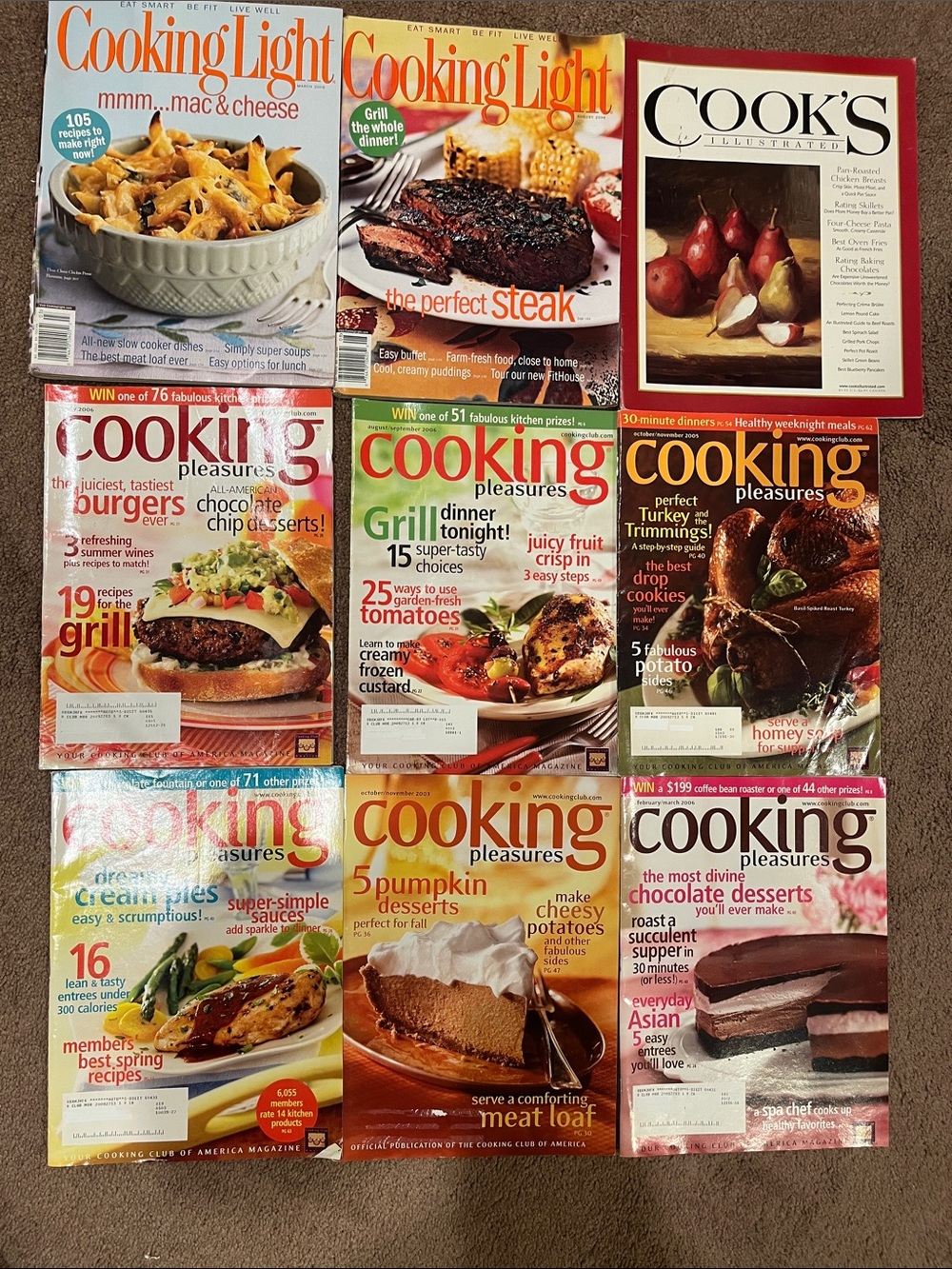 Cooking Pleasures Magazine Bundle - Assorted Red & White Covers